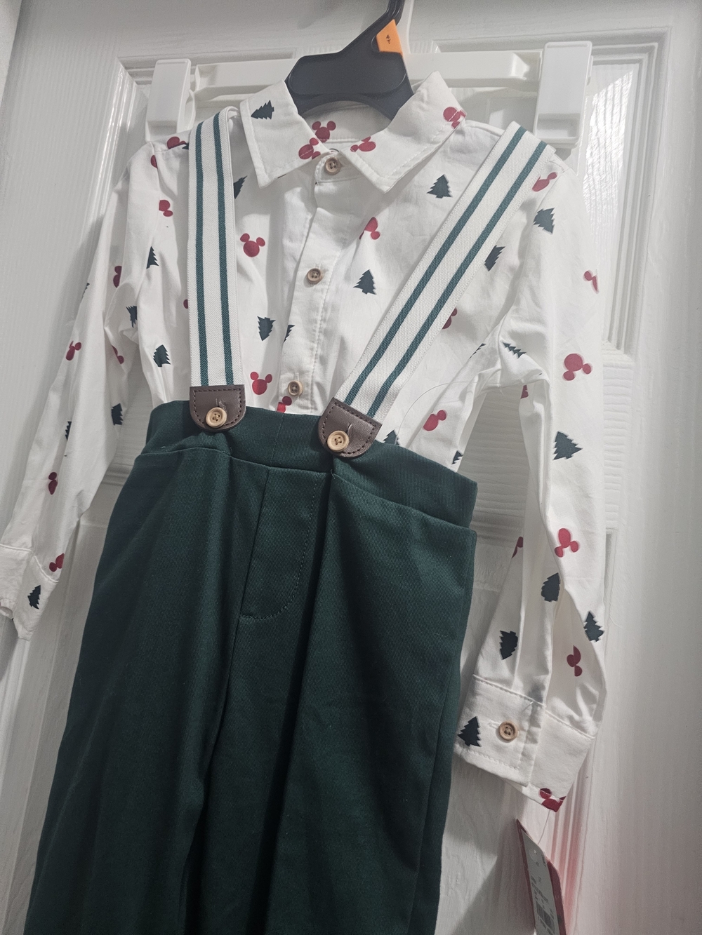 Boys Disney Dark Green Kids Suspenders with Red And Green Mickey Mouse Size 3t - Picture 4 of 5